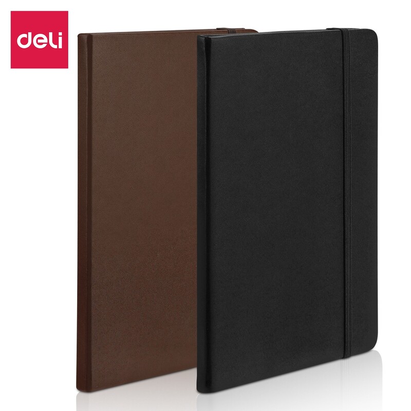 DELI N111L BUSINESS LEATHER COVER N/BOOK 70G 80SHTS A5 BLACK