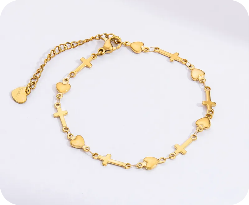 Cross with Hearts Bracelet