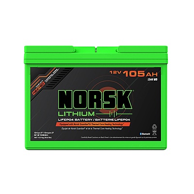 Norsk 12V 105Ah Heated LiFePO4 Lithium Deep Cycle Marine Battery