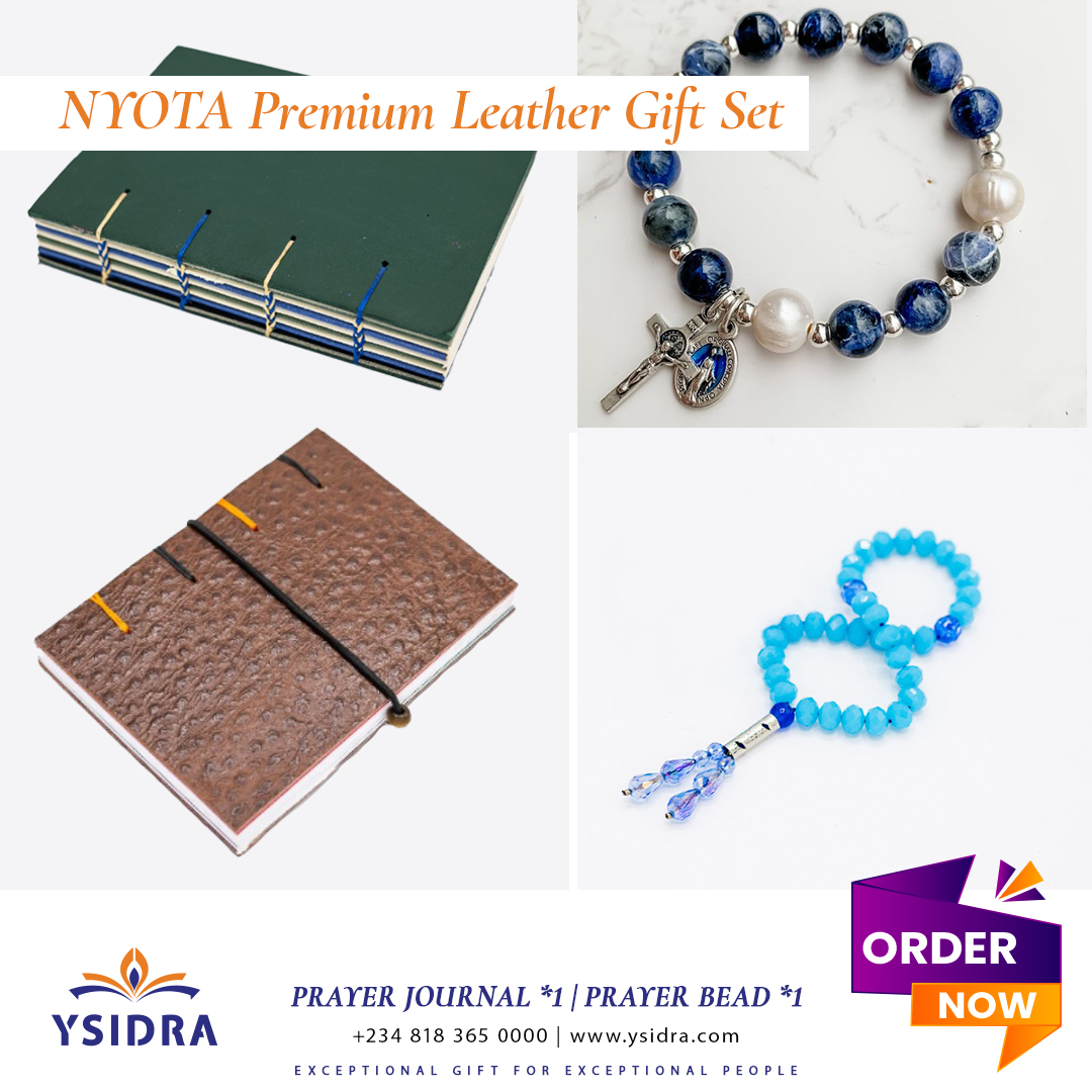 NYOTA Leather Prayer Journal A6 + Gemstone Prayer Beads | Personalised + Handcrafted NYOTA Leather Prayer Journal A6 + Gemstone Prayer Beads | Personalised + Handcrafted
