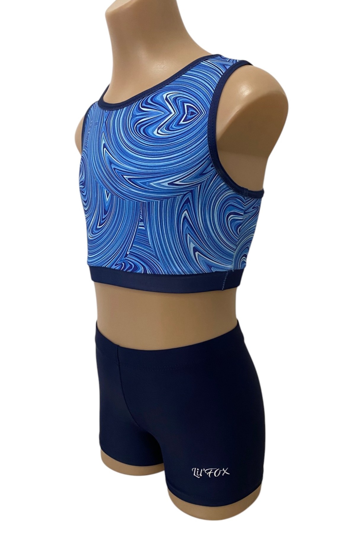 BLUE SWIRL CROP SET