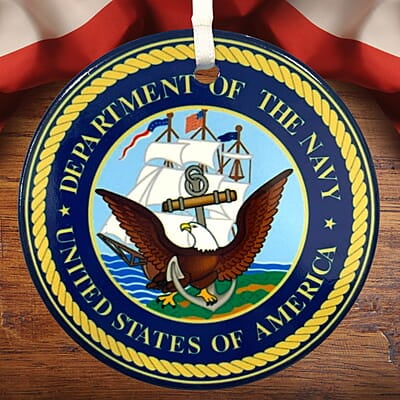 Navy Ceramic Ornament, Custom Military Keepsake Gift Patriotic Remembrance, Serviceman, Veteran