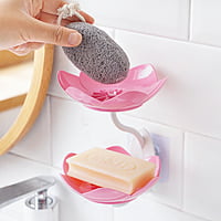 WALL MOUNTED PUNCH FREE LOTUS SOAP HOLDER RACK- DOUBLE LAYER WALL MOUNTED PUNCH FREE LOTUS SOAP HOLDER RACK- DOUBLE LAYER