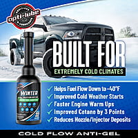OPTI-LUBE WINTER ANTI-GEL DIESEL FUEL ADDITIVE - Case of 12 - Long Neck 8oz Bottles, Treats Up To 32 Gallons Per 8oz Bottle