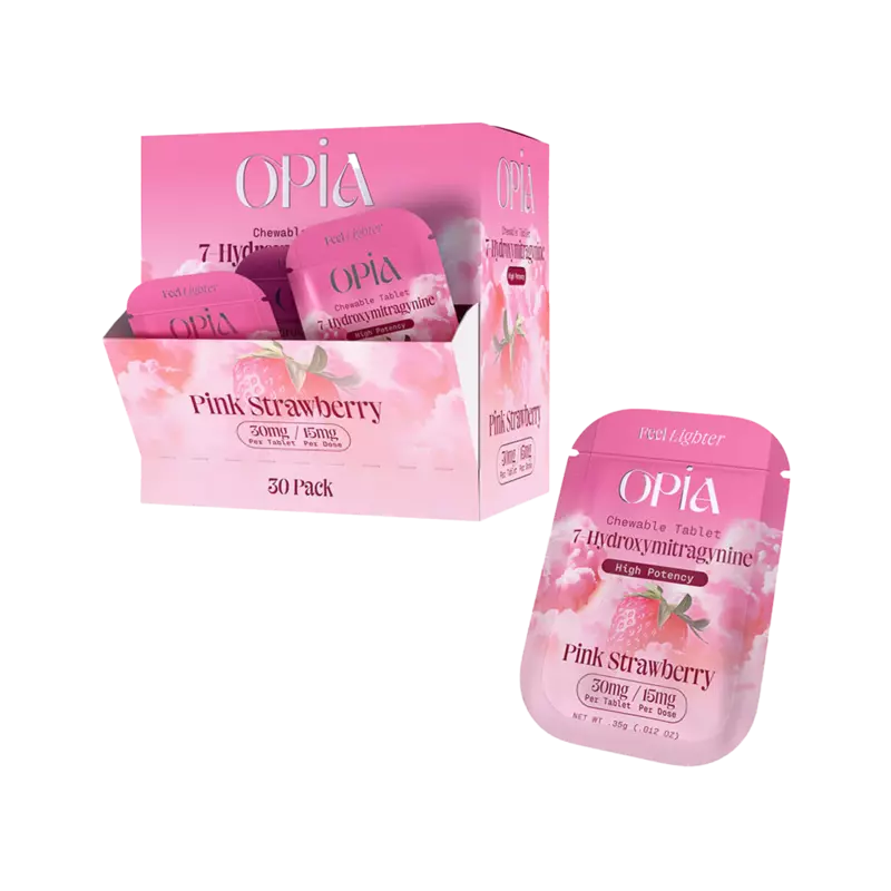Opia 7 Hydroxymitragynine 30mg 30ct - Pink Strawberry Opia 7 Hydroxymitragynine 30mg 30ct - Pink Strawberry