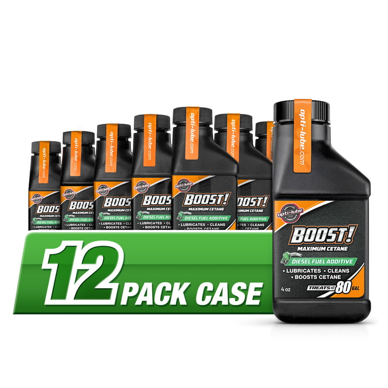 Opti-Lube Boost! Maximum Cetane Diesel Fuel Additive: 4oz Bottle, Case of 12 - Treats up to 960 Gallons Total