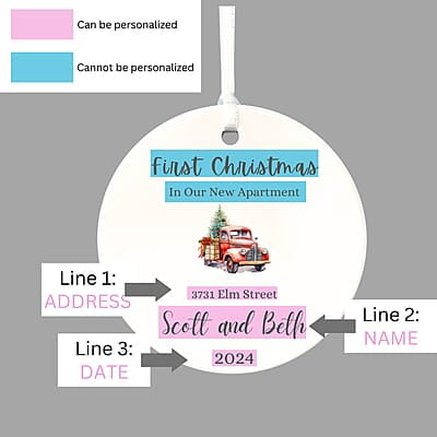 New Apartment Personalized 2024 Ornament Keepsake, First Christmas, Heirloom Custom Gift