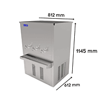 Dimension of Blue star PC 150150-3T water cooler with 150 liter storage