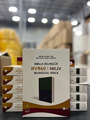 Biblia Bilingüe, Leathersoft, dos tonos Verde y Azul / NKJV/RVR60