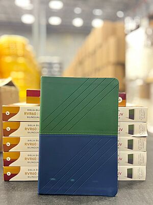 Biblia Bilingüe, Leathersoft, dos tonos Verde y Azul / NKJV/RVR60