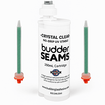 Budder Seams, No Drip UV Stable, 250mL Cartridge w/ 4 Mixing Nozzles - i-CRYSTAL CLEAR