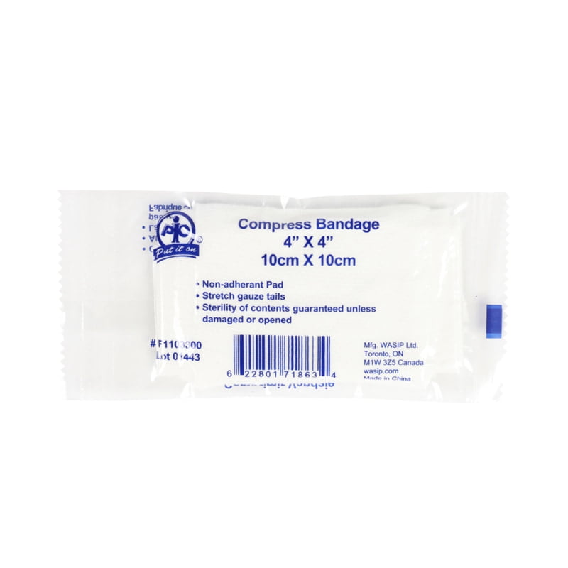 Pansements compressifs avec attaches, stériles-10.2 cm x 10.2 cm (4 po x 4 po) Pansements compressifs avec attaches, stériles-10.2 cm x 10.2 cm (4 po x 4 po)