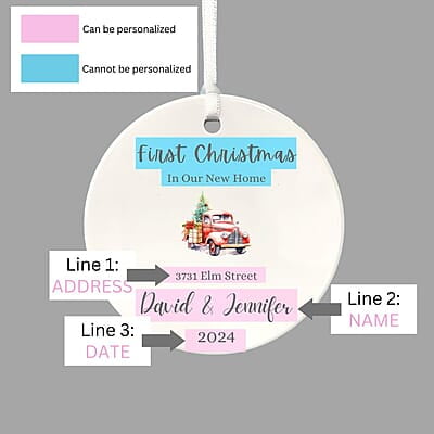 New Address 2 Personalized 2024 Ornament, Custom Quality Lasting Ceramic Keepsake, First Christmas Nostalgic Remembrance Heirloom Gift