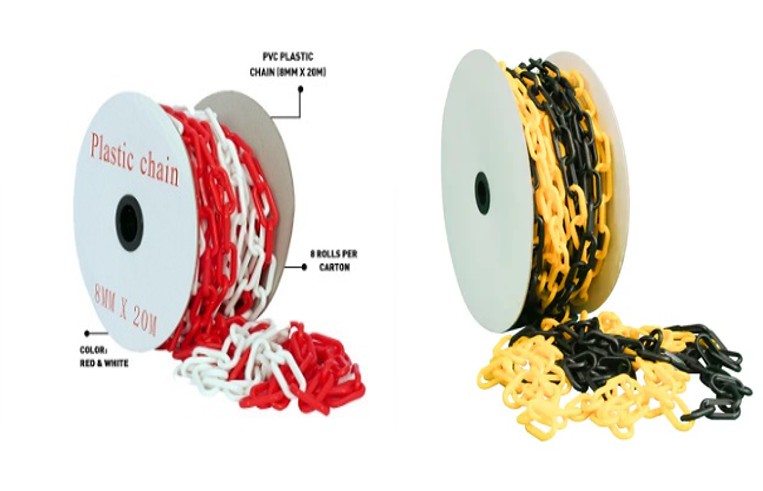 PVC Plastic Chain 6mm 20 Mtr Red / White, Yellow / Black