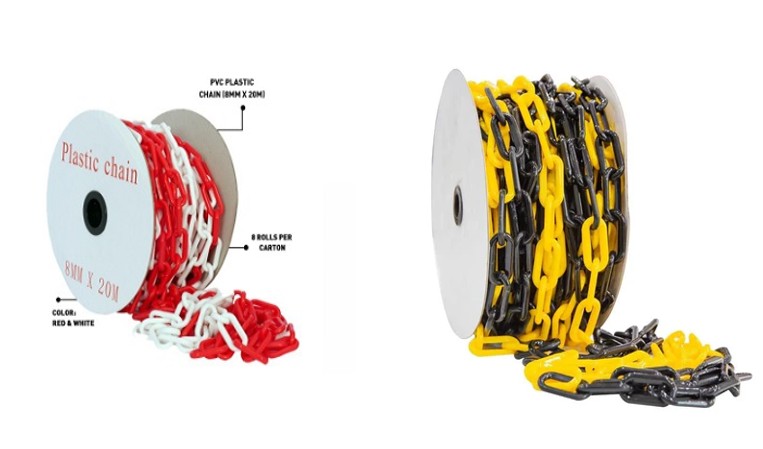PVC Plastic Chain 8mm 20 Mtr Red / White, Yellow / Black