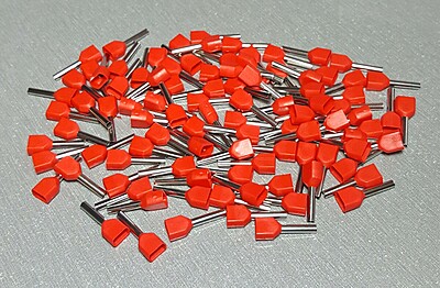 Bootlace Ferrules 1.5 mm  Twin  Red