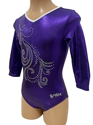PURPLE SHINY FOIL WITH SWIRL STONES 3/4 SLEEVE