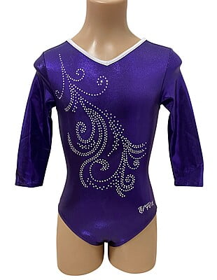 PURPLE SHINY FOIL WITH SWIRL STONES 3/4 SLEEVE