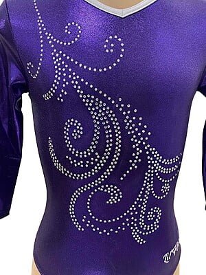 PURPLE SHINY FOIL WITH SWIRL STONES 3/4 SLEEVE