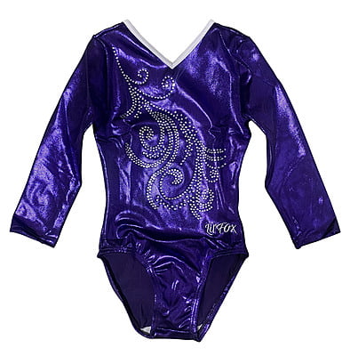 PURPLE SHINY FOIL WITH SWIRL STONES 3/4 SLEEVE