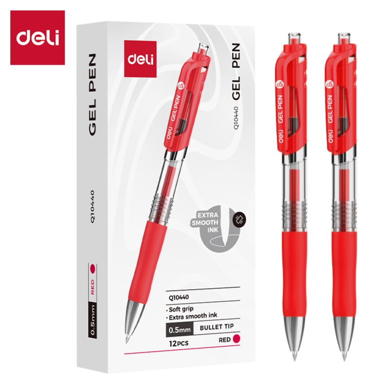 DELI Q10440 RETRACTABLE GEL PEN 0.5MM RED DELI Q10440 RETRACTABLE GEL PEN 0.5MM RED