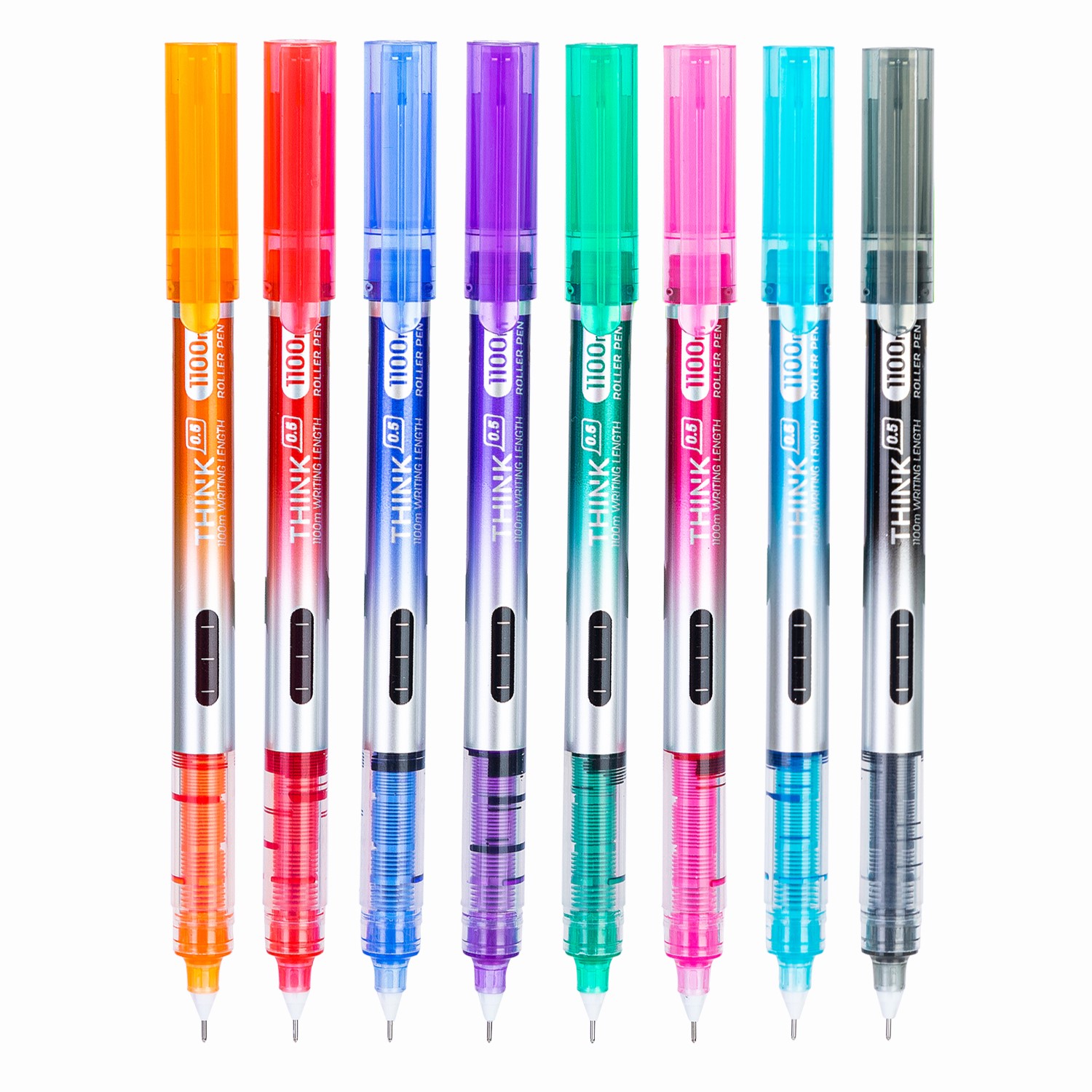 DELI Q300-8C THINK ROLLER PEN F/TIP 0.5MM ASST 8/SET DELI Q300-8C THINK ROLLER PEN F/TIP 0.5MM ASST 8/SET