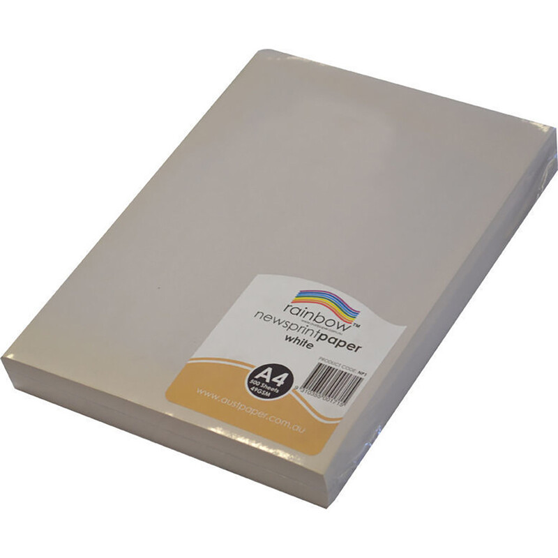 Rainbow Newsprint Paper 49gsm A4 White 500 Sheets