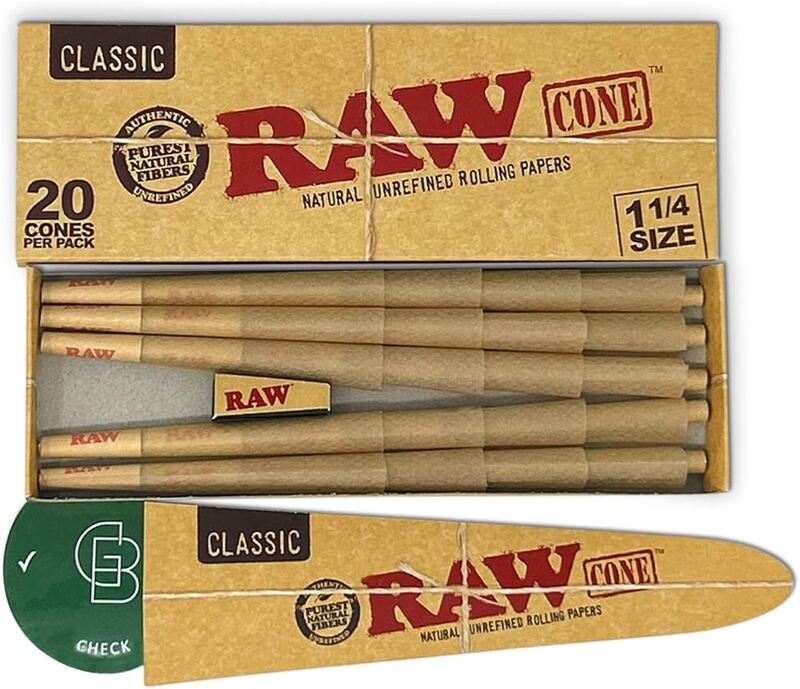 RAW CONES PREROLL 1 1/4 20CT RAW CONES PREROLL 1 1/4 20CT