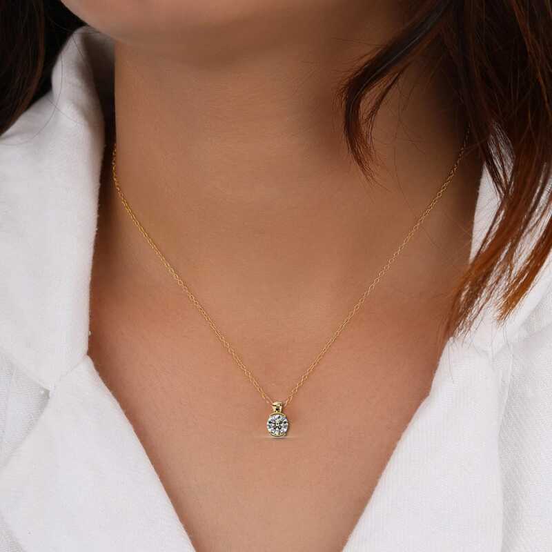 Half bezel set Necklace