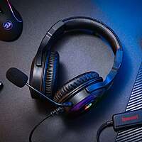 REDRAGON Over-Ear PANDORA USB (Power Only)|Aux (Mic & Headset) RGB Gaming Headset – Black