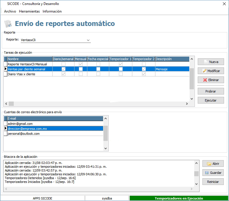 Envío de reportes automático Envío de reportes automático