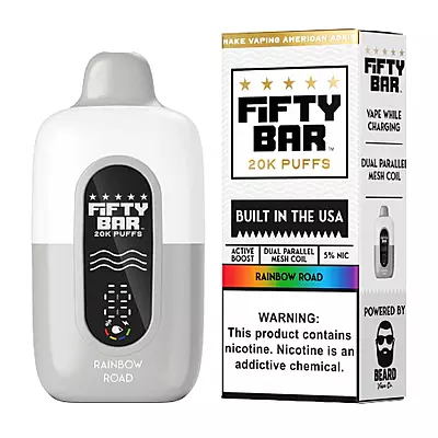 Fifty Bar Built in USA 20k puffs 5ct - Rainbow Road
