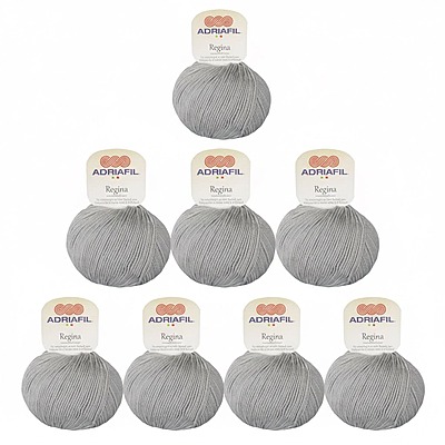 Lotto 7 gomitoli Adriafil Regina col. grigio nr. 44 - 350 gr di pura lana