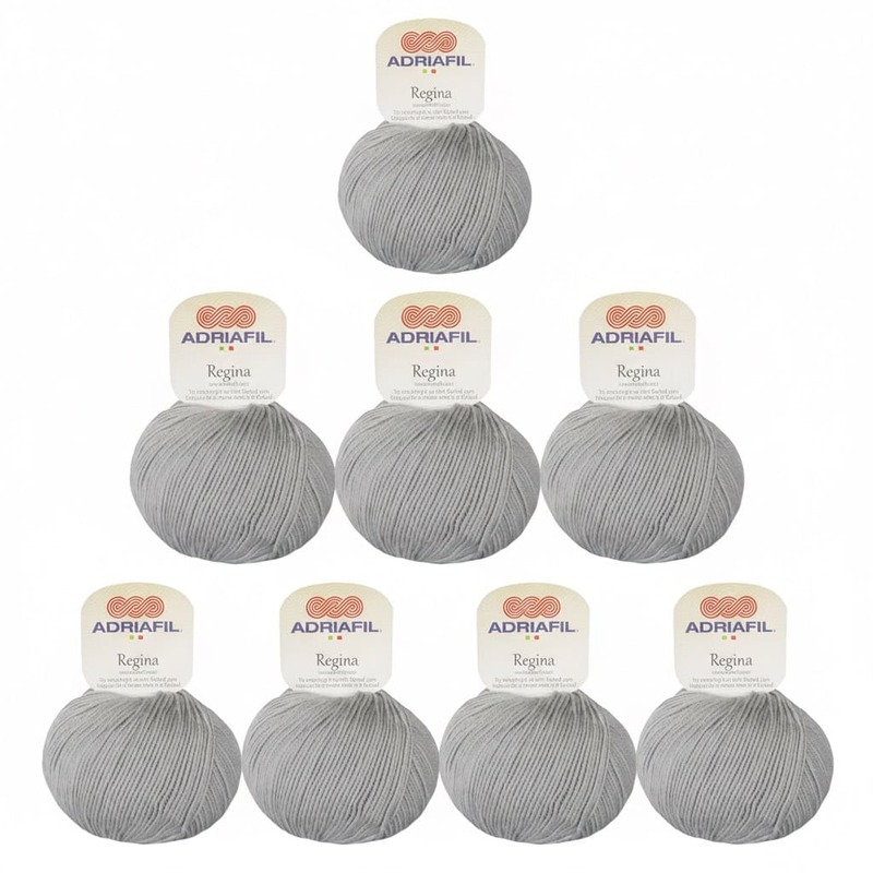 Lotto 7 gomitoli Adriafil Regina col. grigio nr. 44 - 350 gr di pura lana