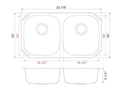 Double Equal Bowl - 18 g V Series ADA sink Double Equal Bowl - 18 g V Series ADA sink
