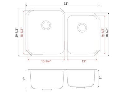 Double Offset Bowl, Big Left - 16g V Series Double Offset Bowl, Big Left - 16g V Series