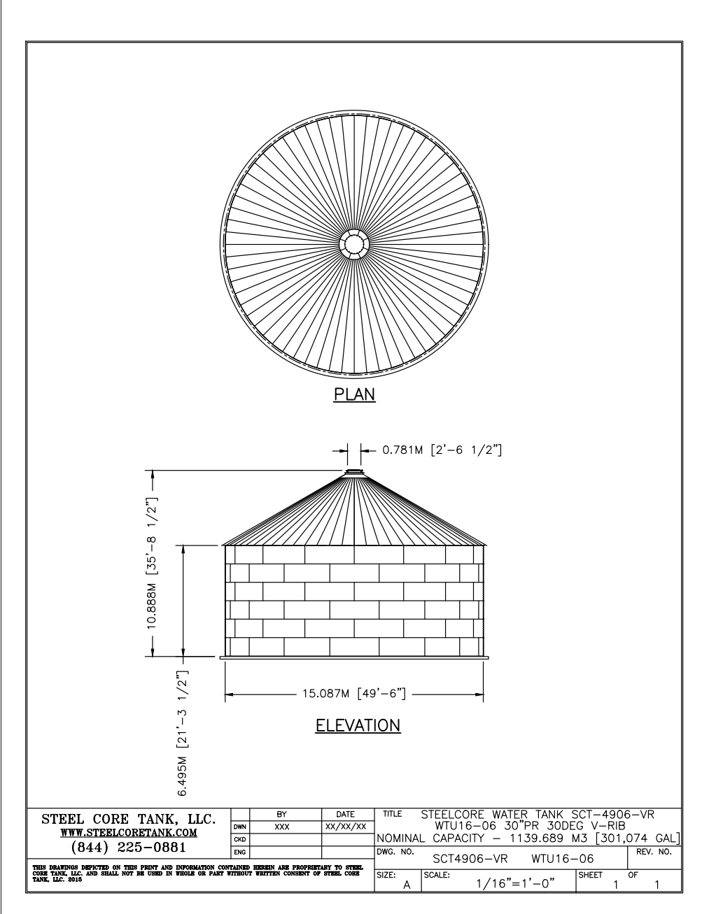 SteelCore SCT‑4906‑301K Gallon Galvanized Steel Water Storage Tank