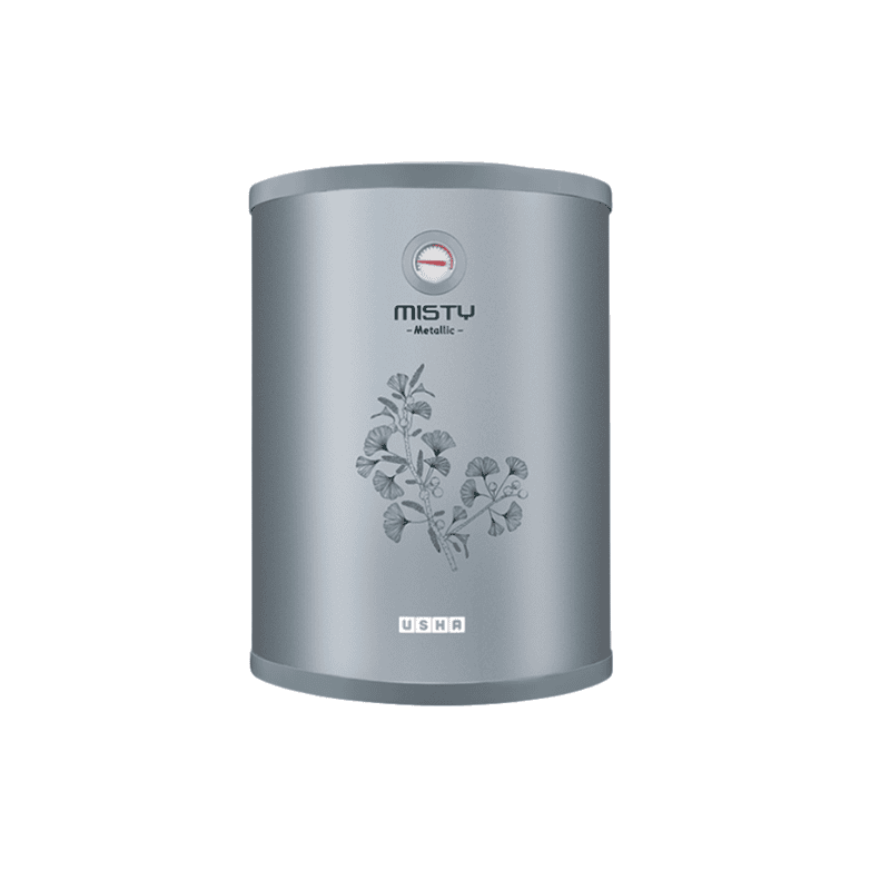 Usha 50 liter Misty water heater in a stylish twinkling grey finish.