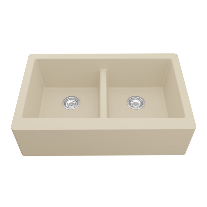 Double Equal Bowl Granite Composite - Apron, Beige Double Equal Bowl Granite Composite - Apron, Beige