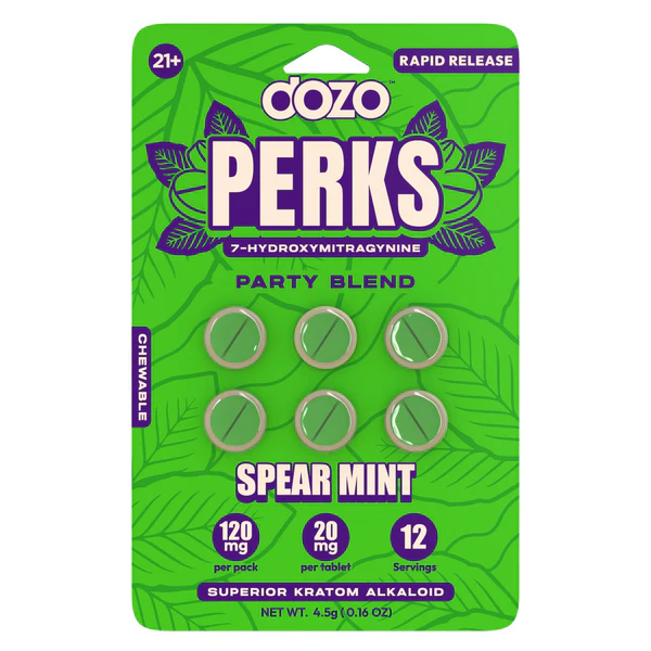 Dozo Perks - 7-HYDROXYMITRAGYNINE - 6ct - Spear Mint Dozo Perks - 7-HYDROXYMITRAGYNINE - 6ct - Spear Mint