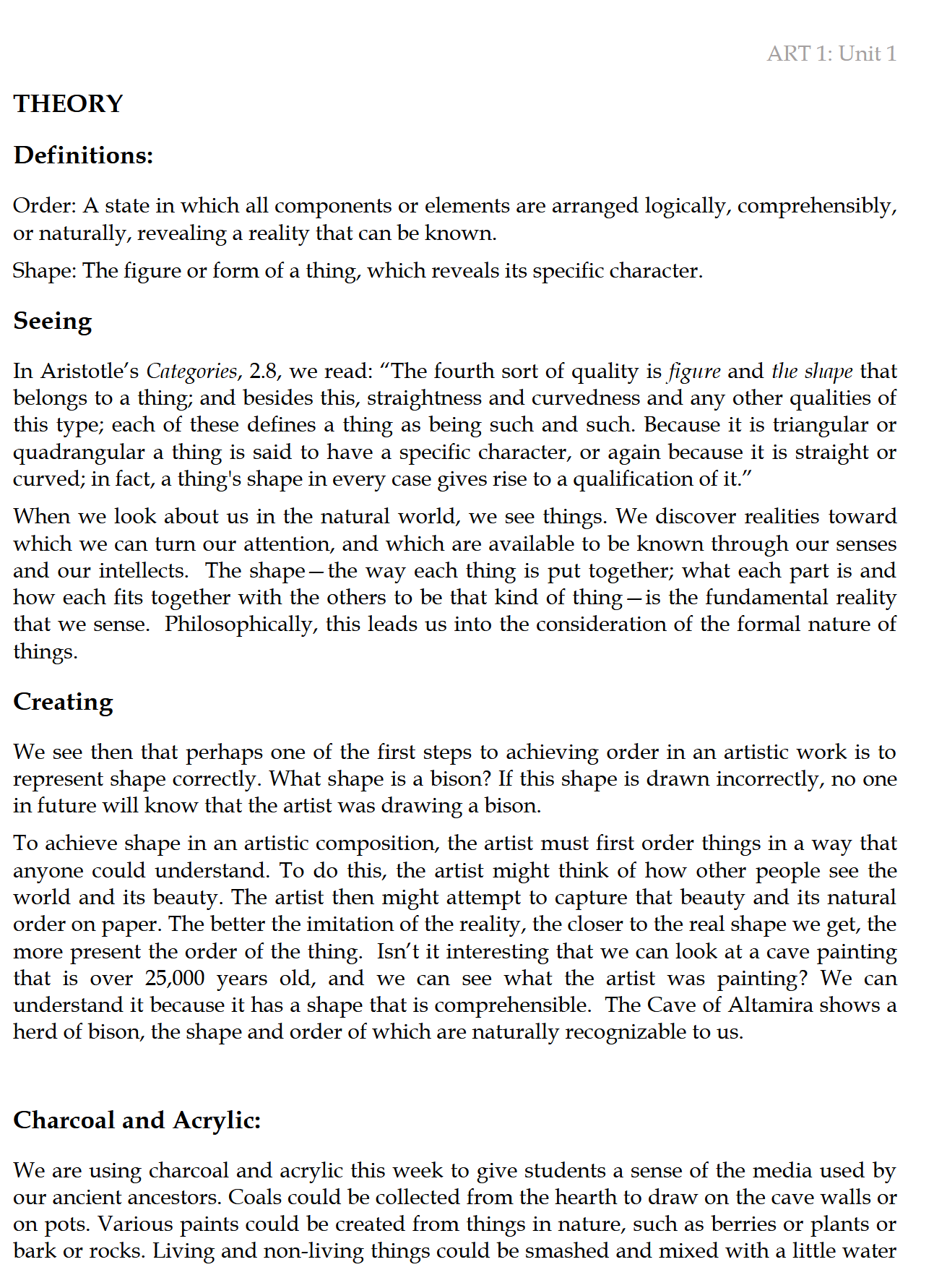 ART 1: Ancient & Classical Times (K-6th) ~ Textbook ART 1: Ancient & Classical Times (K-6th) ~ Textbook