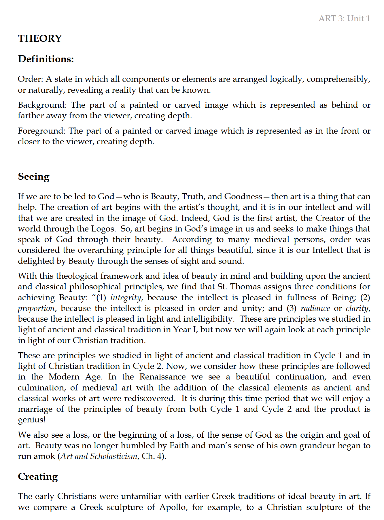 ART III: Theme: Modern Times