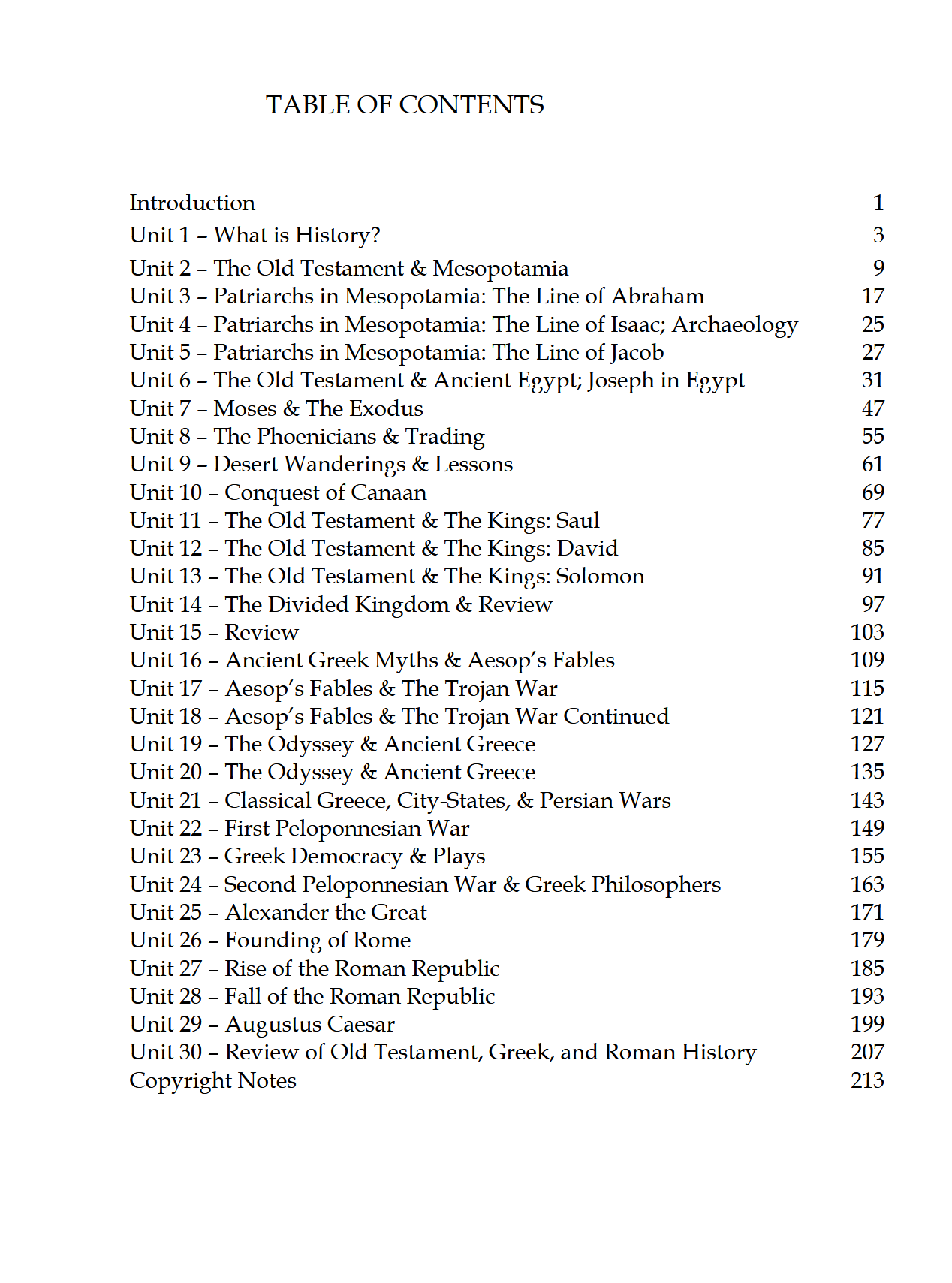 History 2-3: Ancient & Classical Times - Schola Rosa Cycle 1