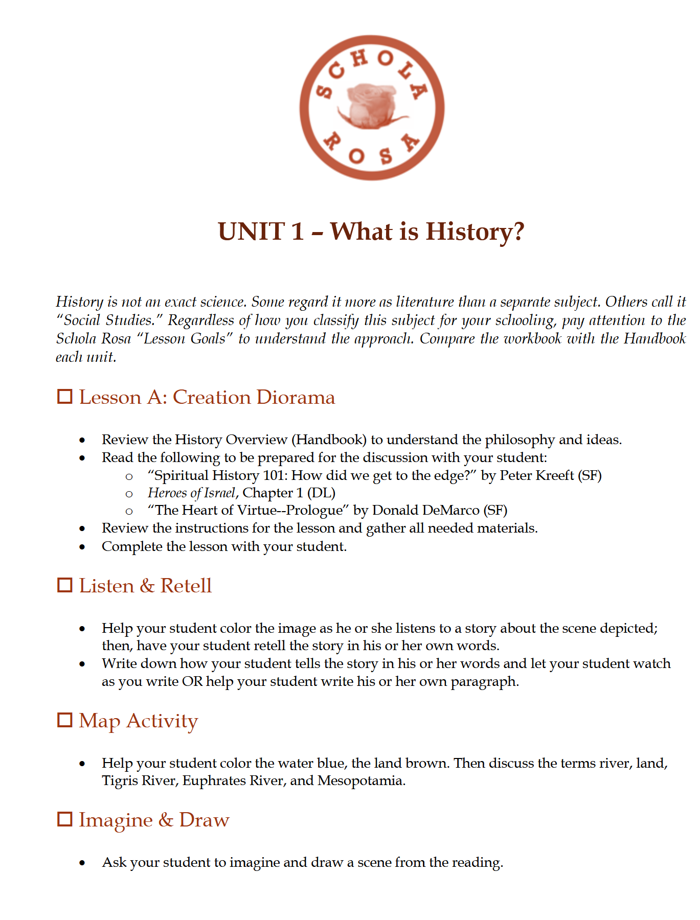 History 2-3: Ancient & Classical Times - Schola Rosa Cycle 1