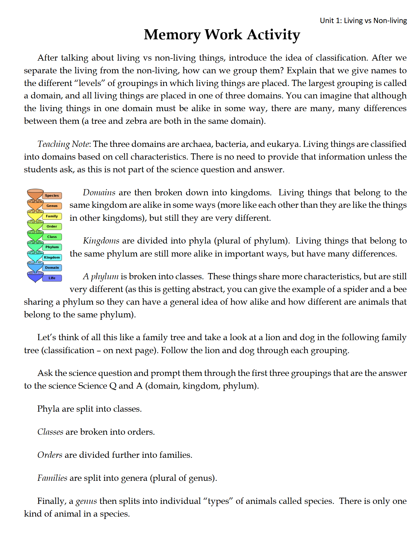 Science 2-3: Plant and Animal Life: Schola Rosa Cycle 1