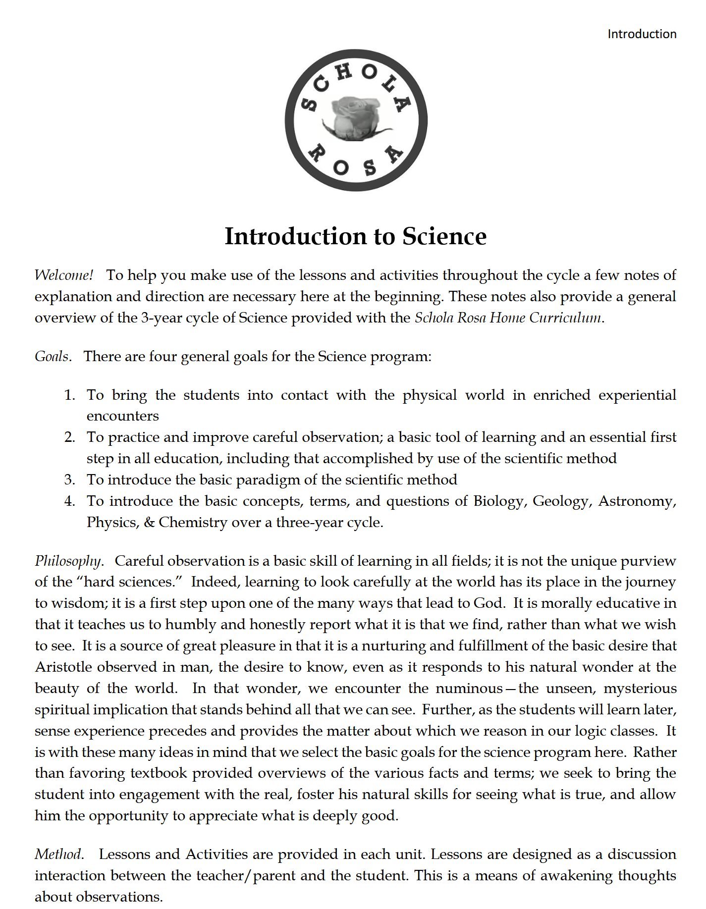 Science 4-6: Plant and Animal Life: Schola Rosa Cycle 1