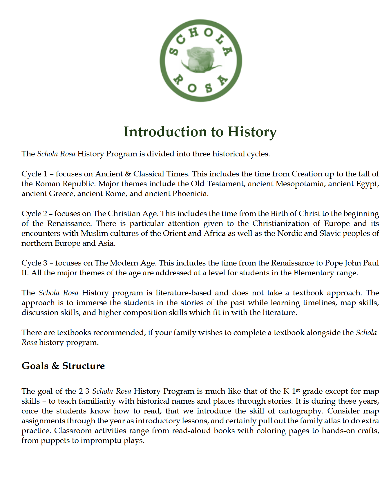 History 2-3: The Christian Age - Schola Rosa Cycle 2