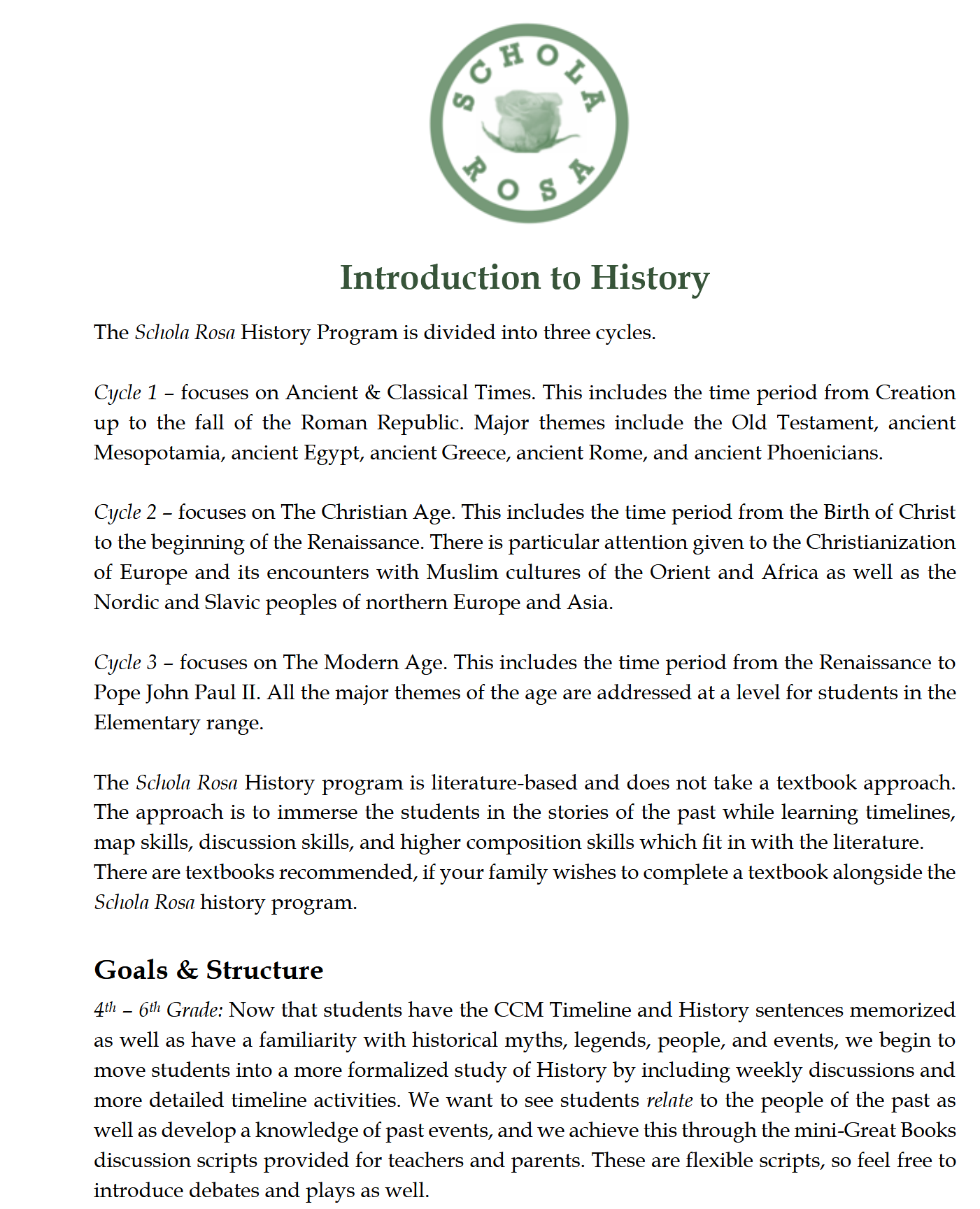 History 4-6: The Christian Age: Schola Rosa Cycle 2