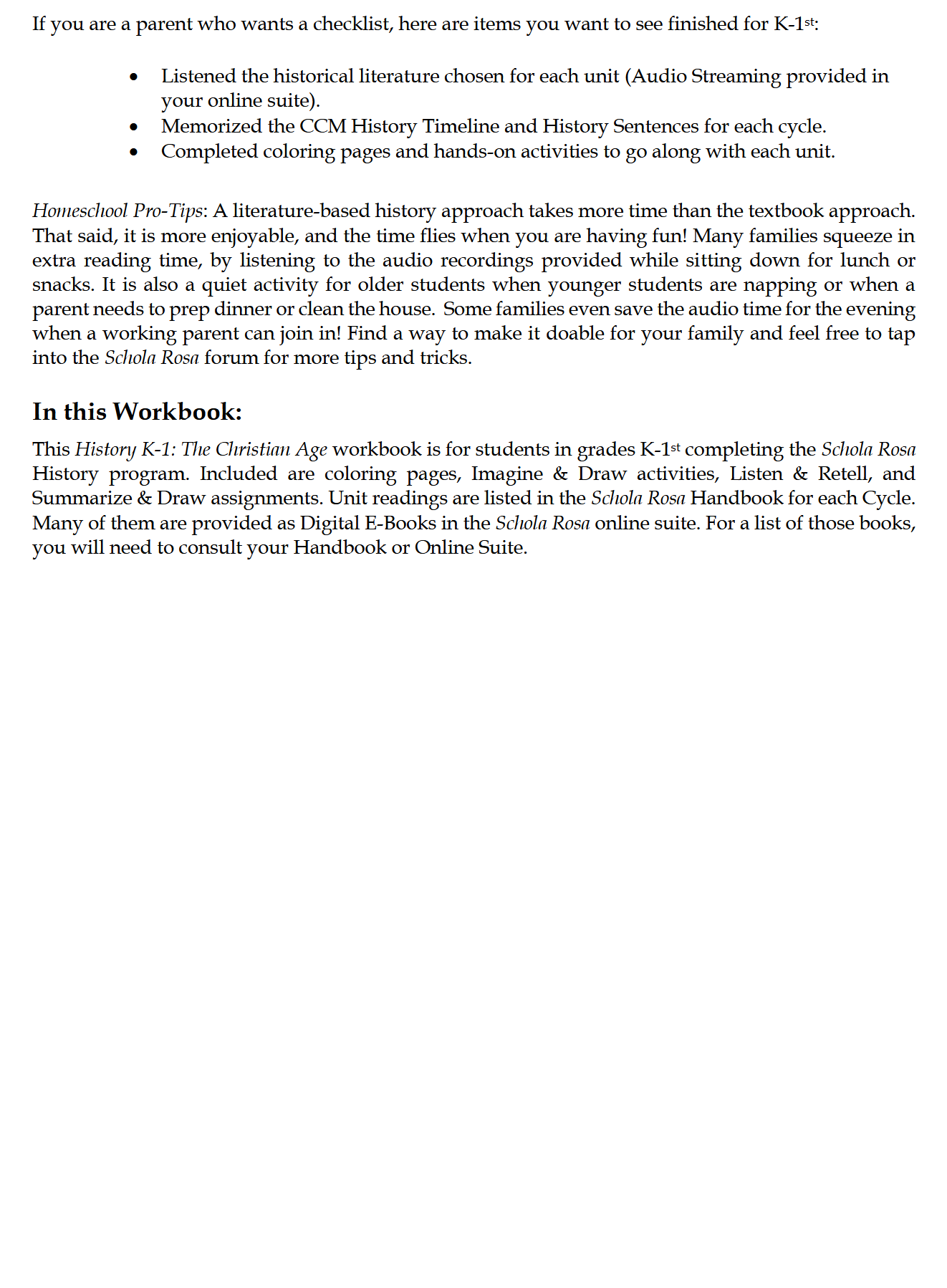 History K-1: The Christian Age: Schola Rosa Cycle 2