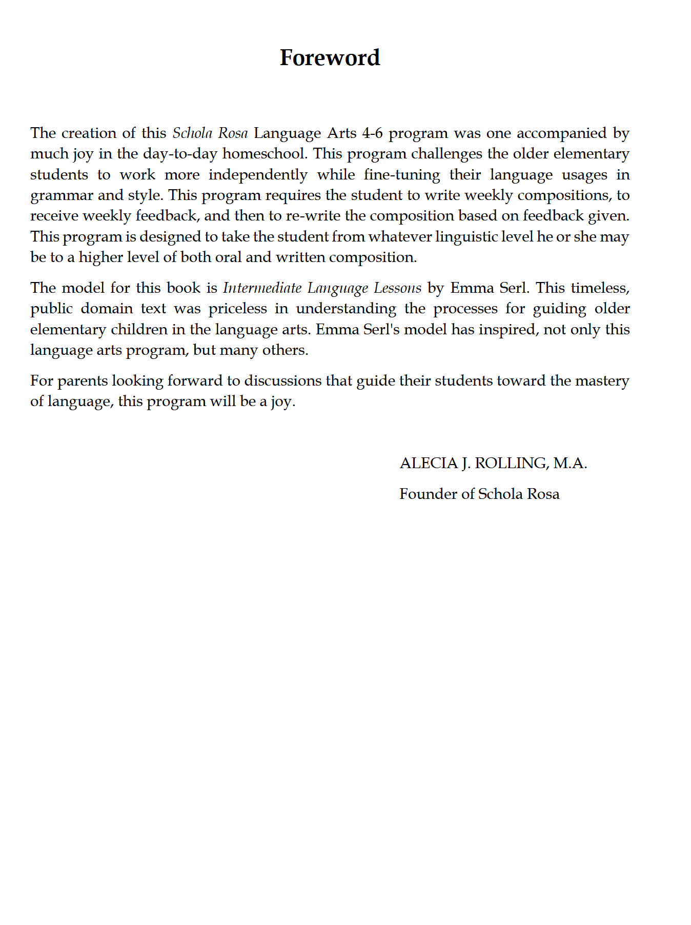 Language Arts 4-6: Schola Rosa Cycle 2